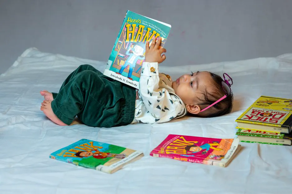 baby smiling book
